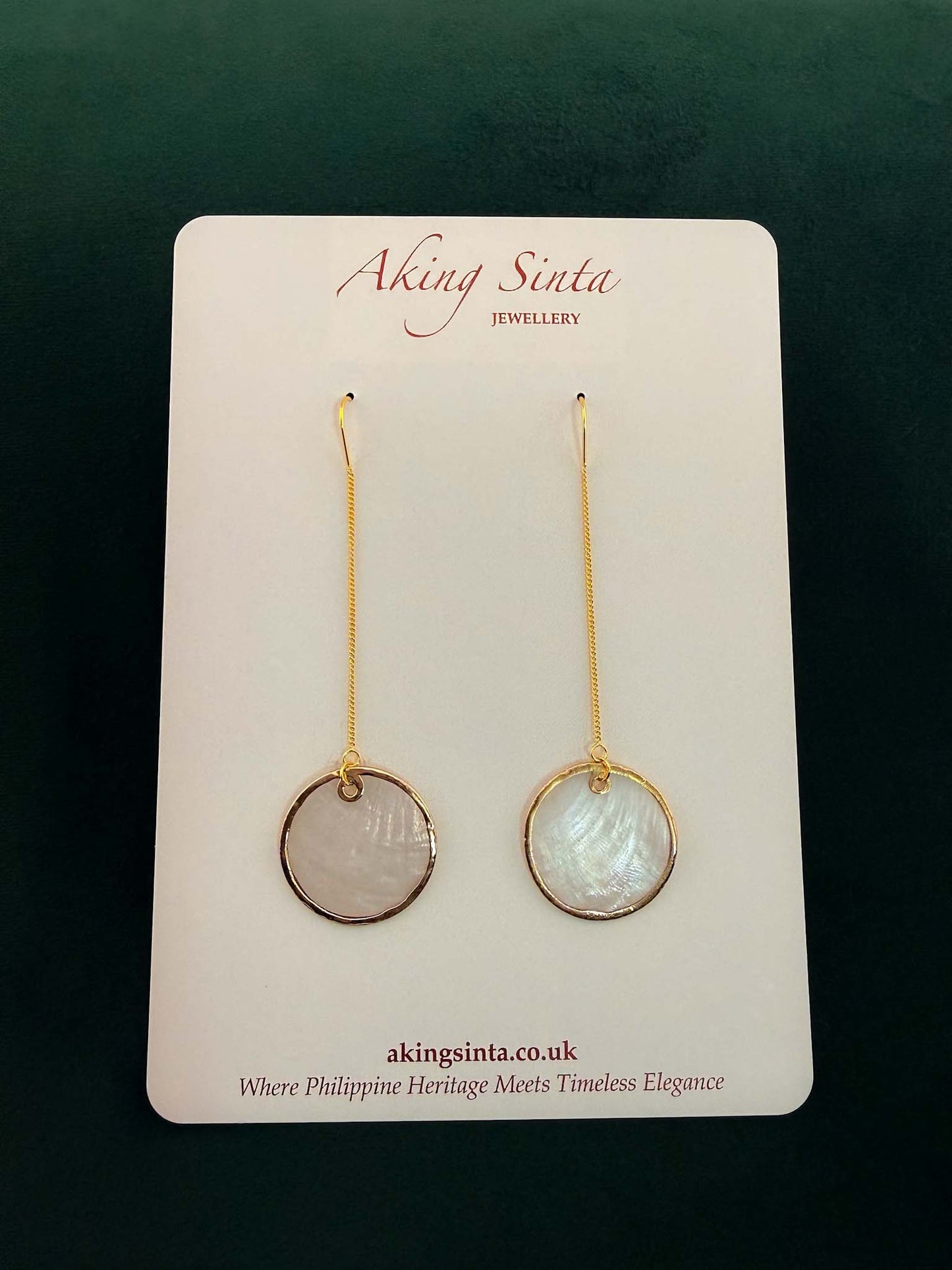Gold Lined Capiz Shell Threader Earrings