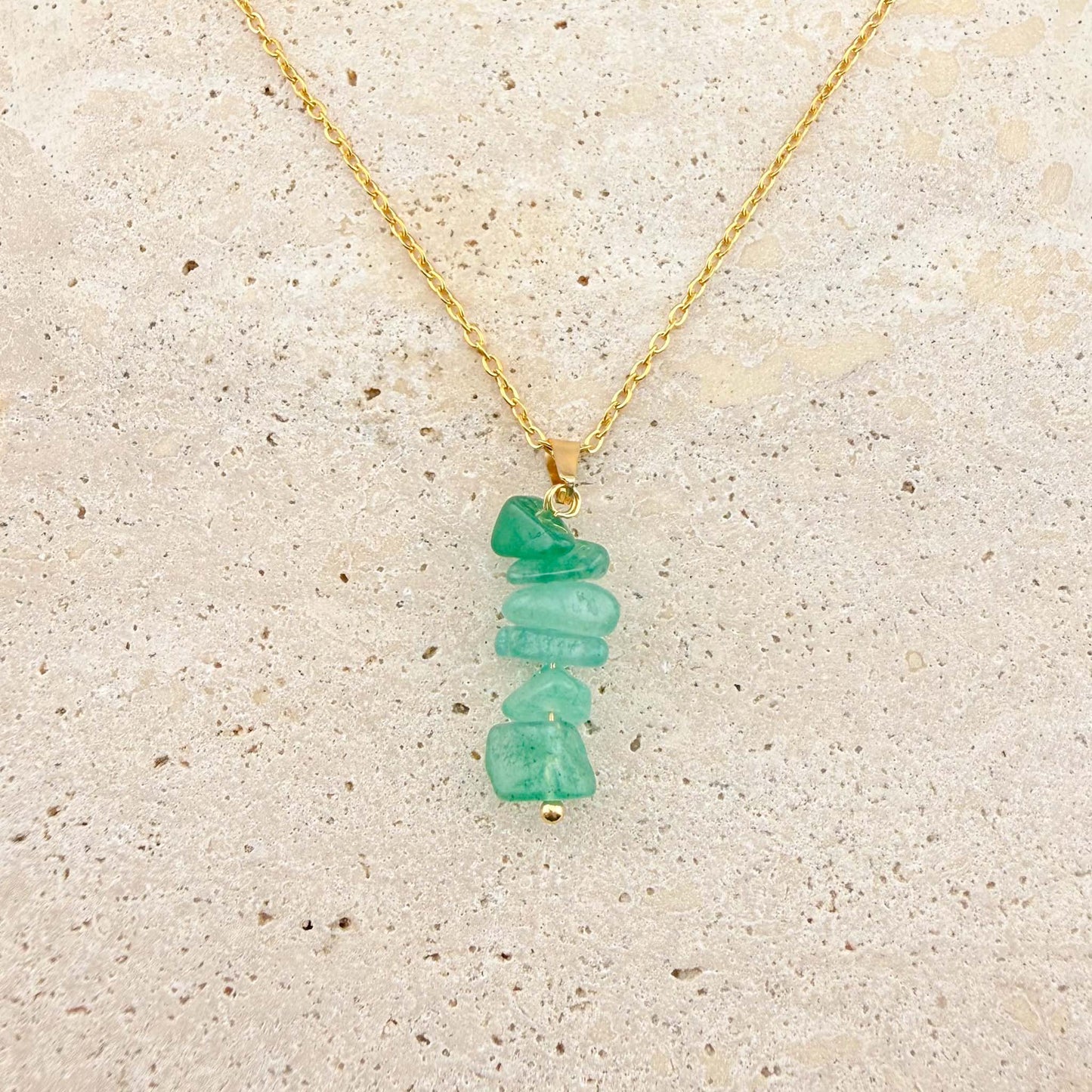 Green Aventurine Nugget Minimalist Chain Necklace