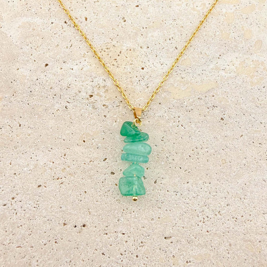 Green Aventurine Nugget Minimalist Chain Necklace