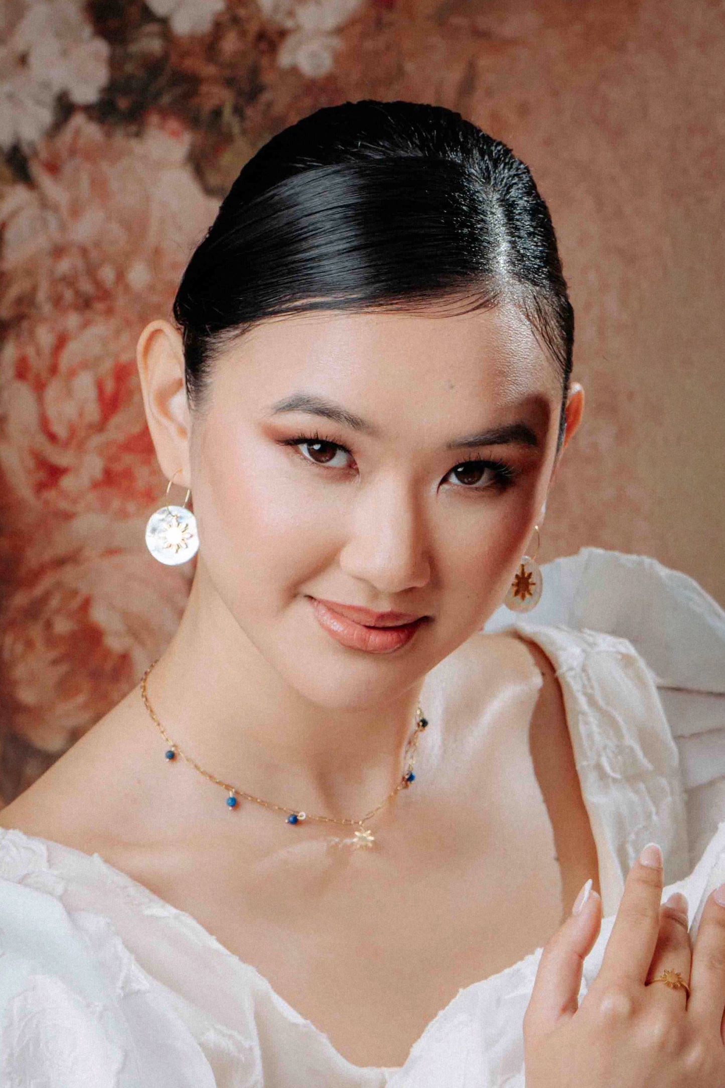 Paperclip Chain Necklace with Dainty Araw and Lapis Lazuli Charms