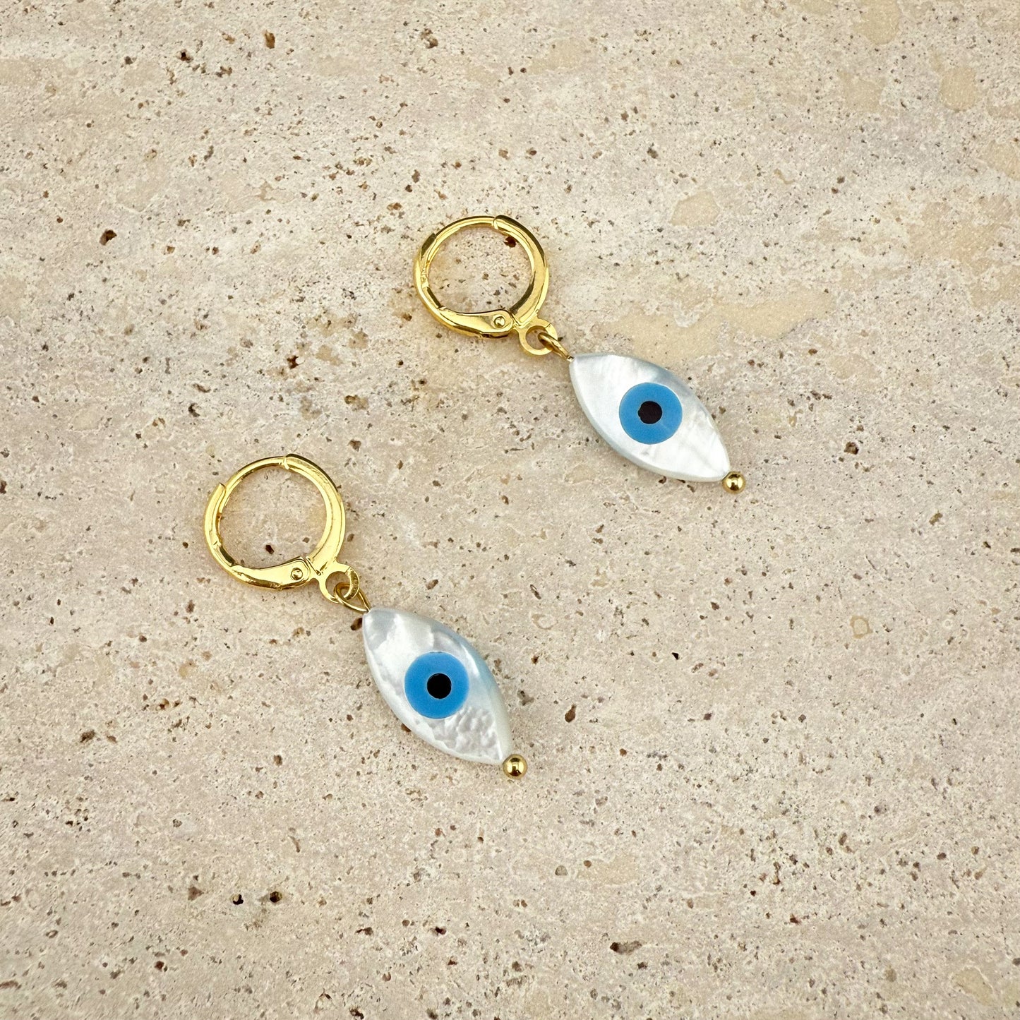 Evil Eye Mother of Pearl Huggies