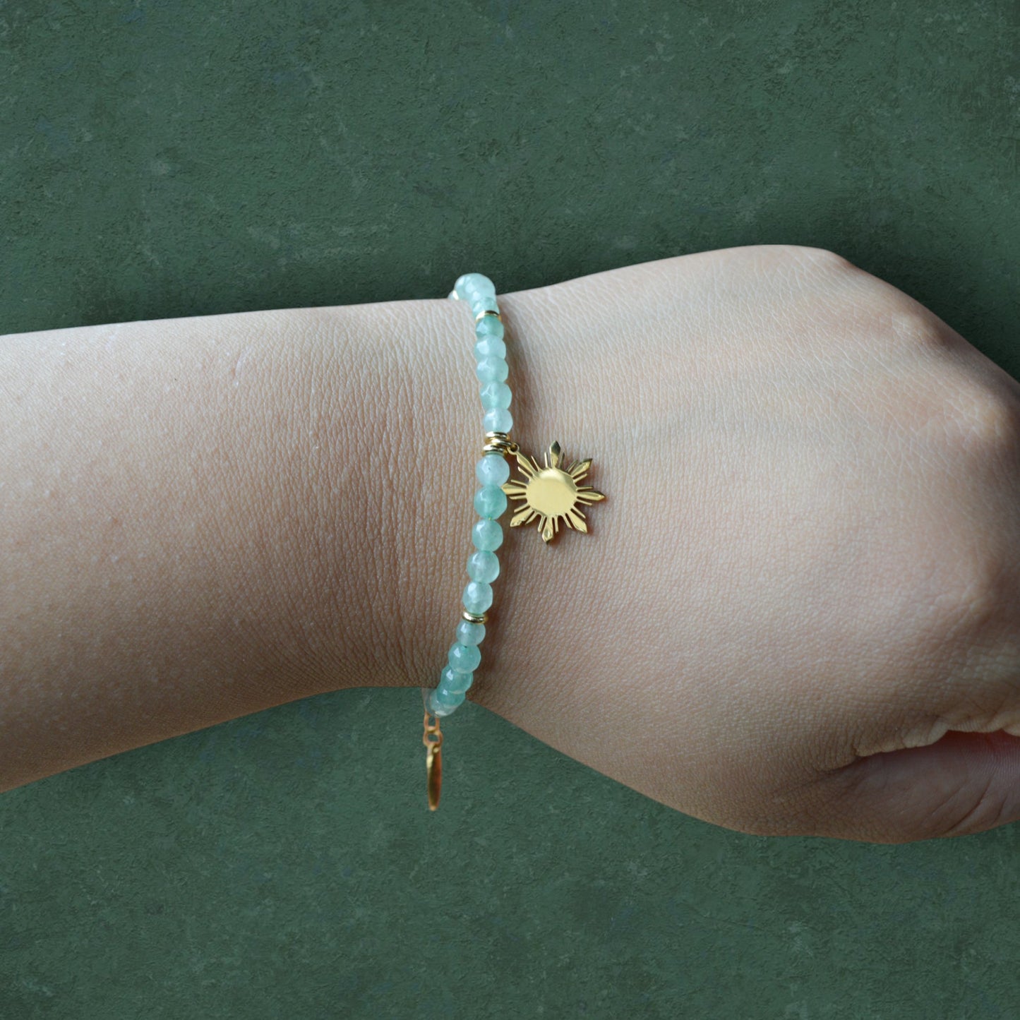 Green Aventurine Bracelet with Araw Charm