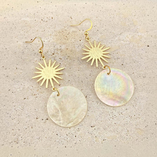 Sun and Moon Capiz Shell Earrings