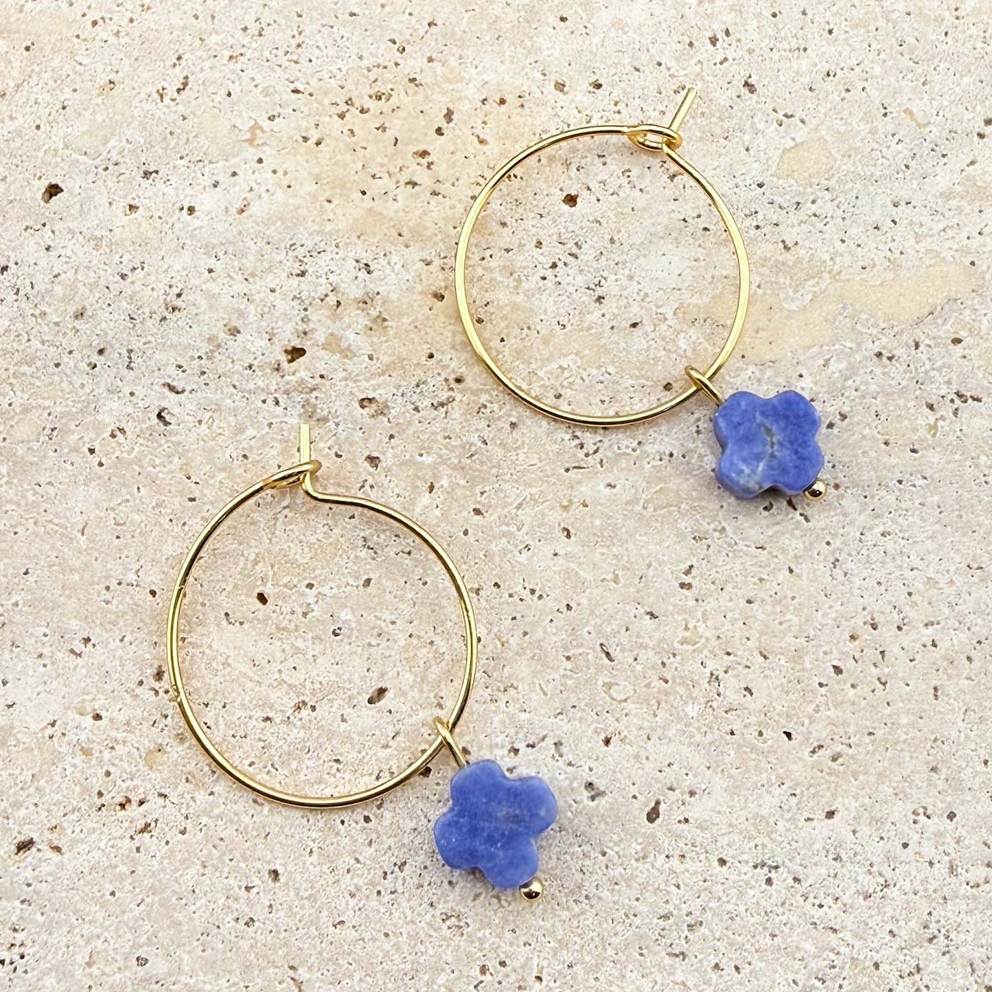 Dainty Clover Leaf Sodalite Hoops