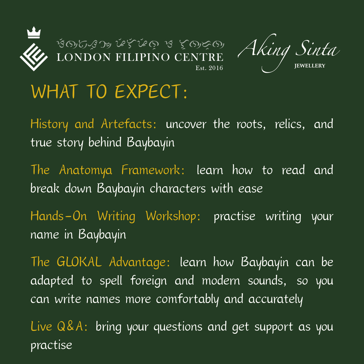 Bridging Two Worlds: Online Baybayin Lecture and Workshop Series