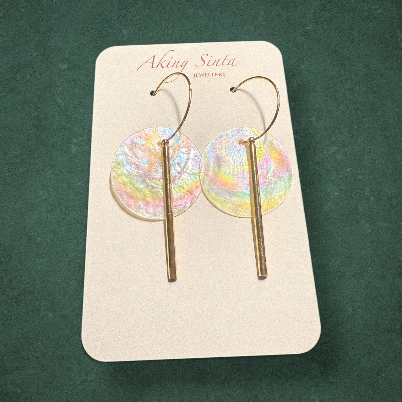 Bar Accented Capiz Shell Hoops