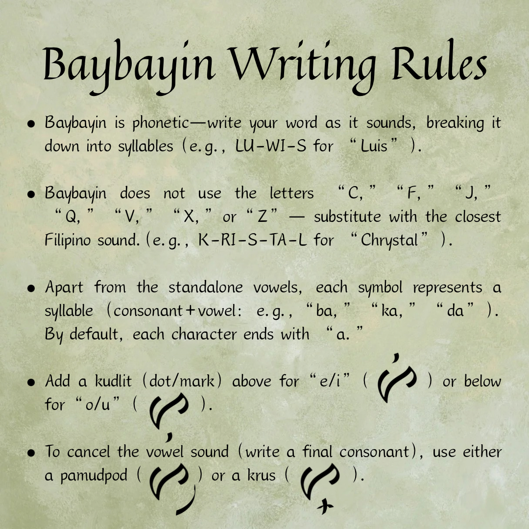 Bespoke Baybayin Engraving Add-On: Your Word in Mga Sulat ng Puso Brand Font
