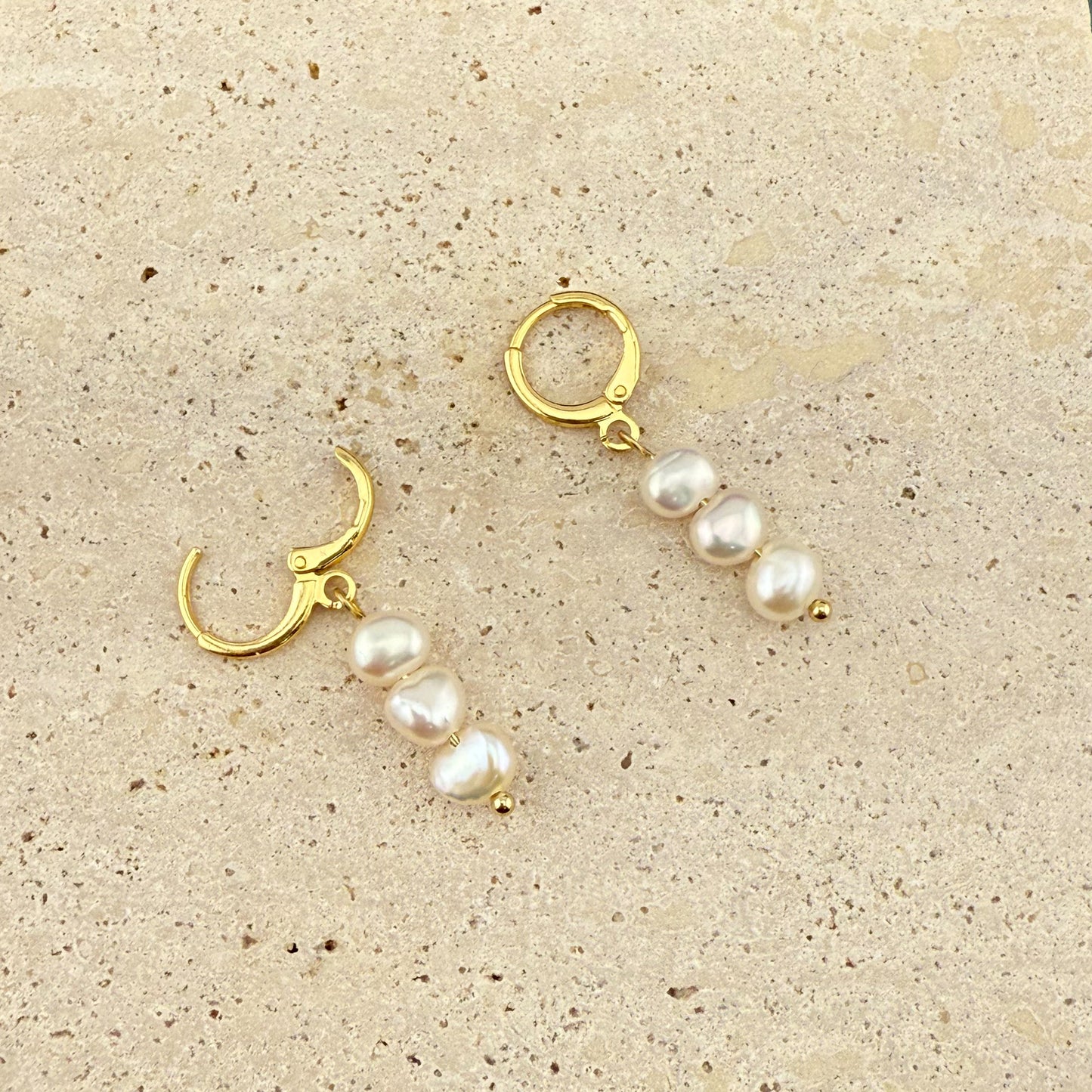 Baroque Pearl Trio Huggies