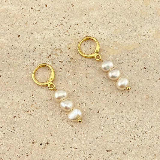 Baroque Pearl Trio Huggies