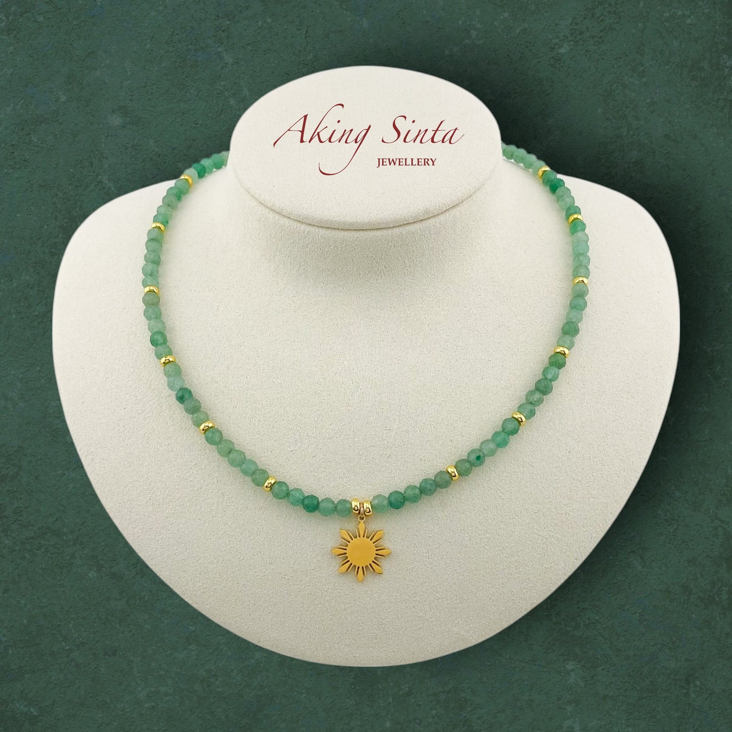 Green Aventurine Necklace with Araw Charm