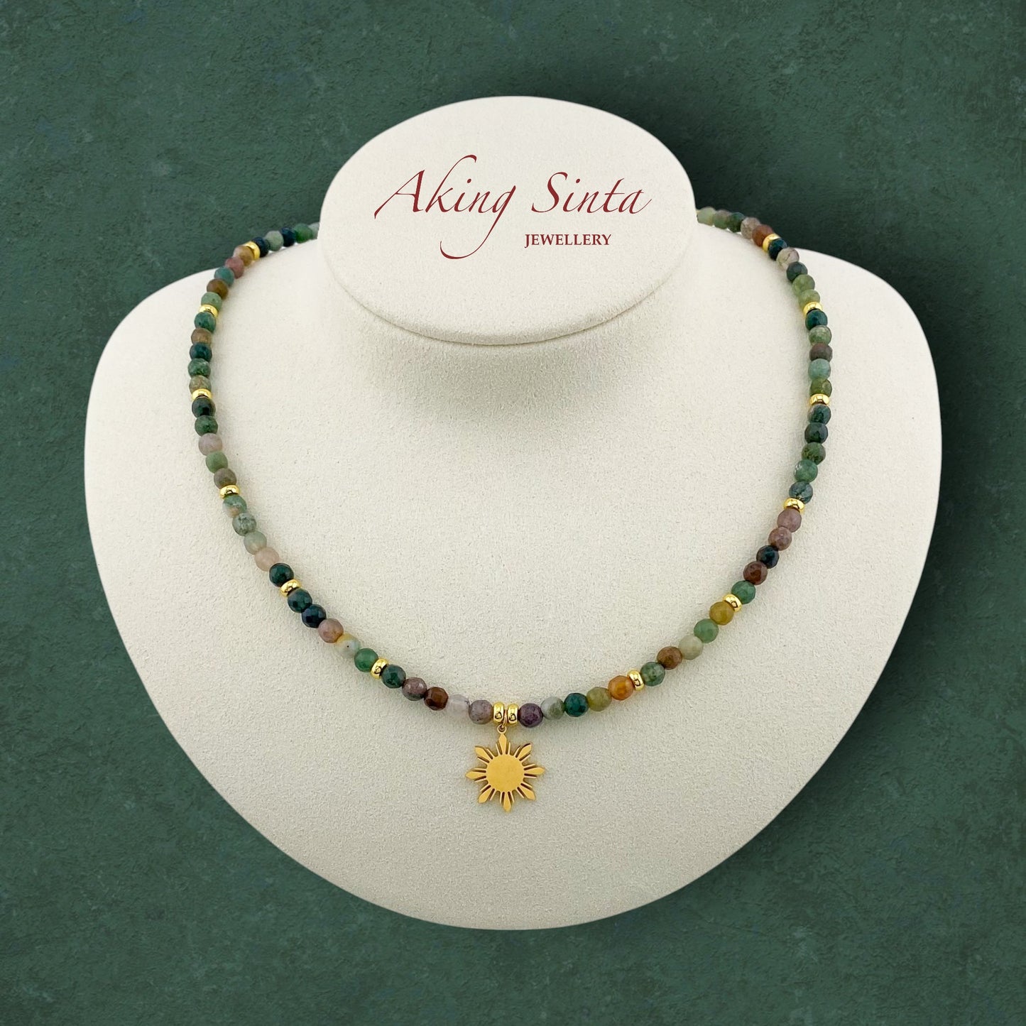 Indian Agate Necklace with Araw Charm