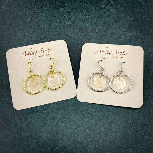 Floating Capiz Shell Hook Earrings