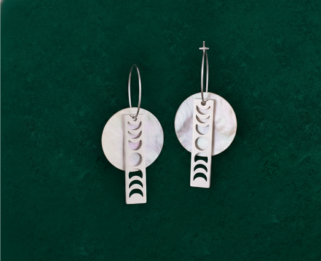 Moon Phases Capiz Hoops