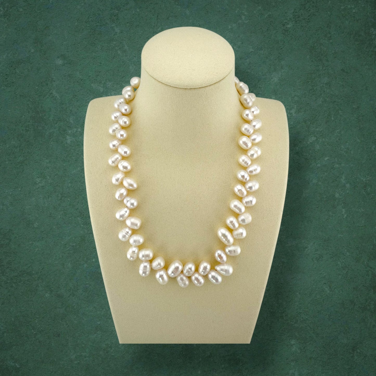 Wheat Pearl Necklace and Hoop Earring Set