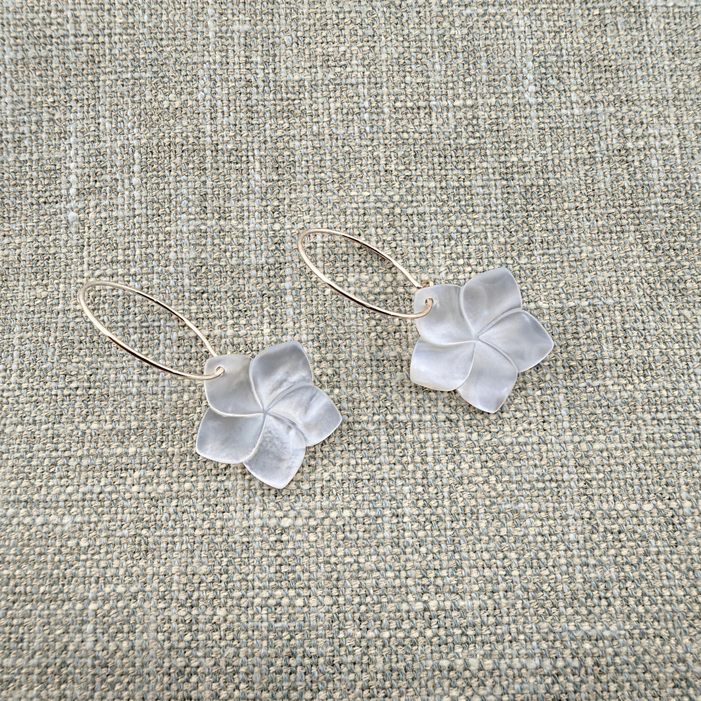 Mother of Pearl Kalachuchi Hoop Earrings