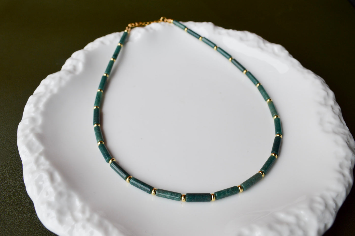 African Jade Column Necklace