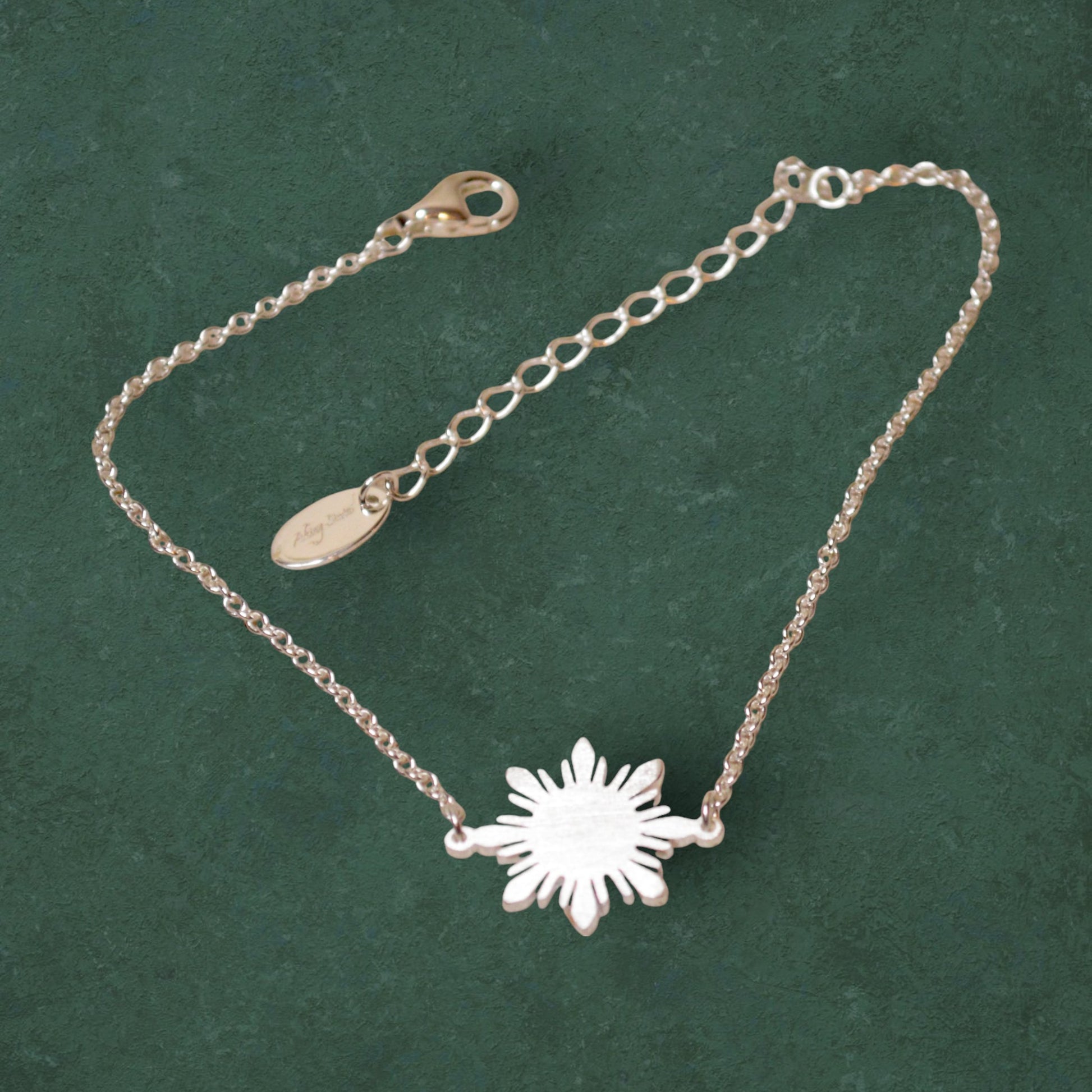 Araw sterling silver bracelet with Philippine sun charm, minimalist handmade Filipino jewelry
