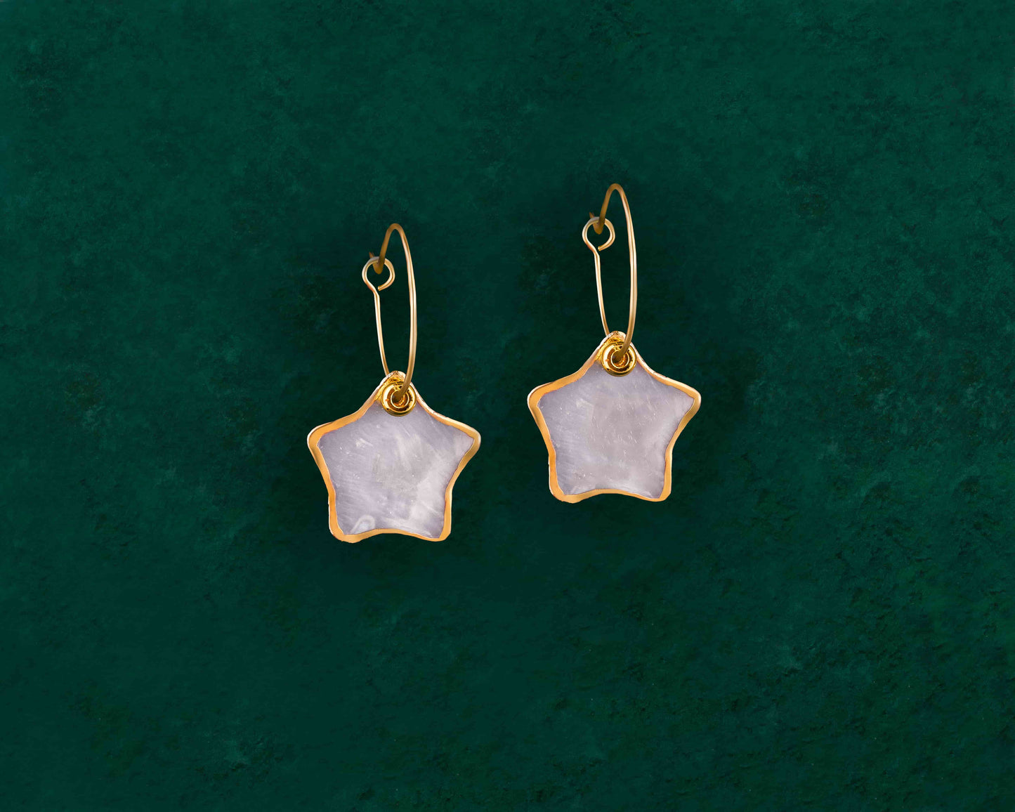 Gold Lined Capiz Shell Hoop Earrings