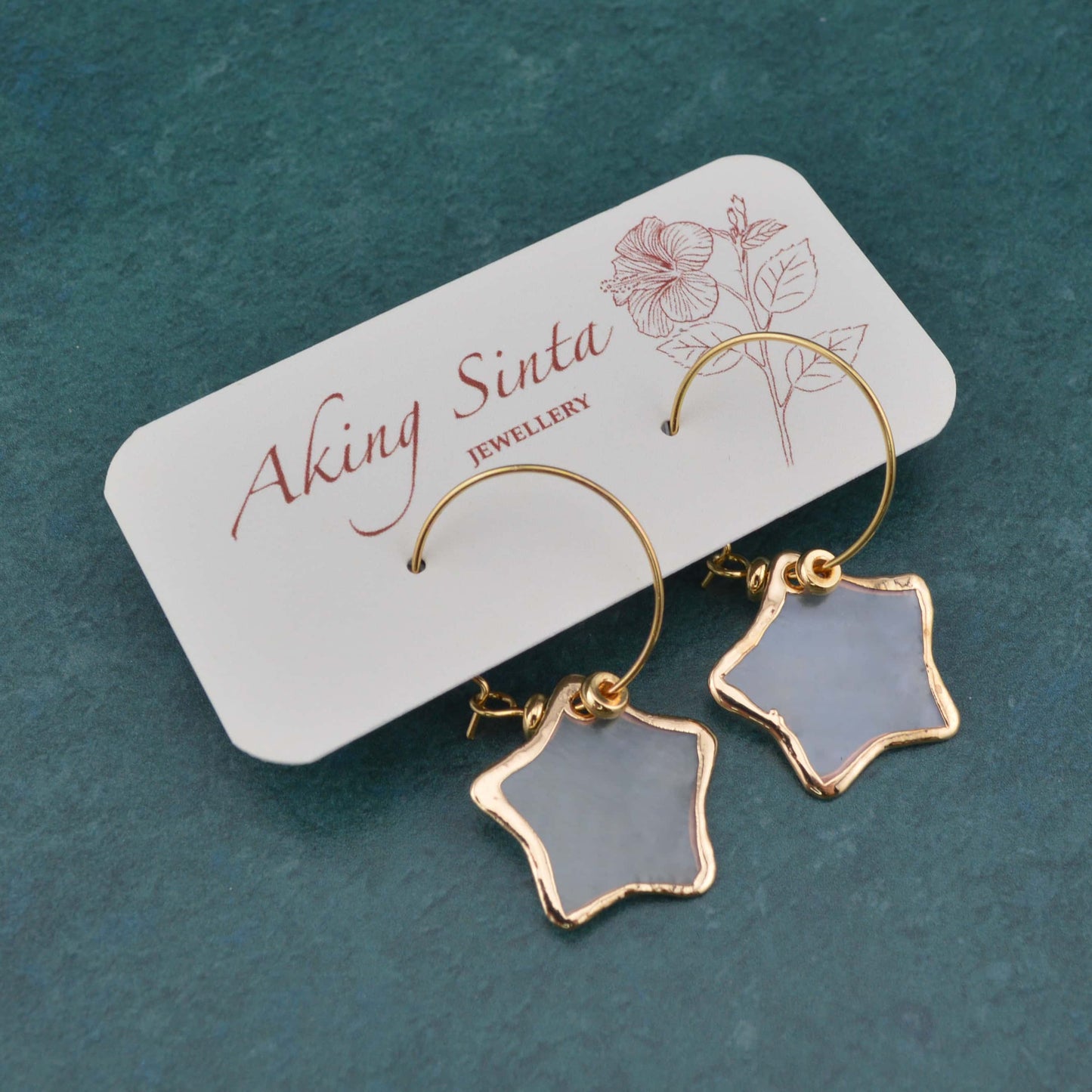 Gold Lined Capiz Shell Hoop Earrings