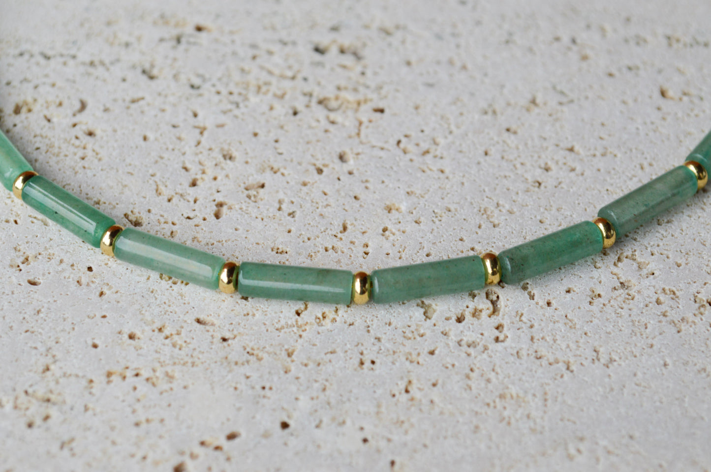 Green Aventurine Column Necklace – Natural Gemstone