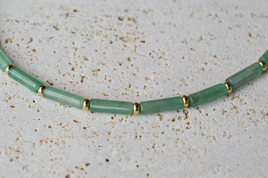 Green Aventurine Column Necklace – Natural Gemstone