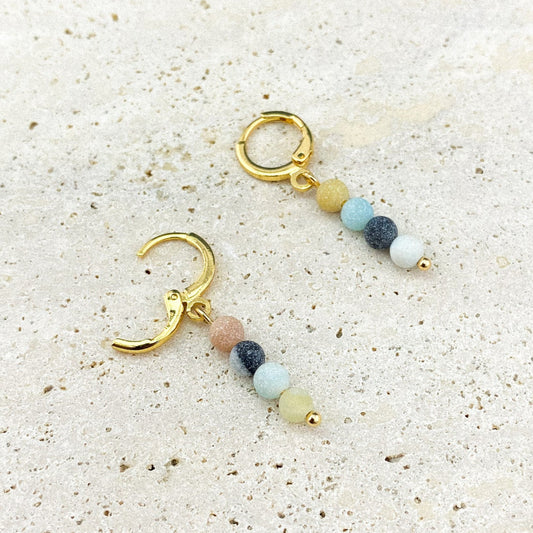 Matte Flower Amazonite Huggies