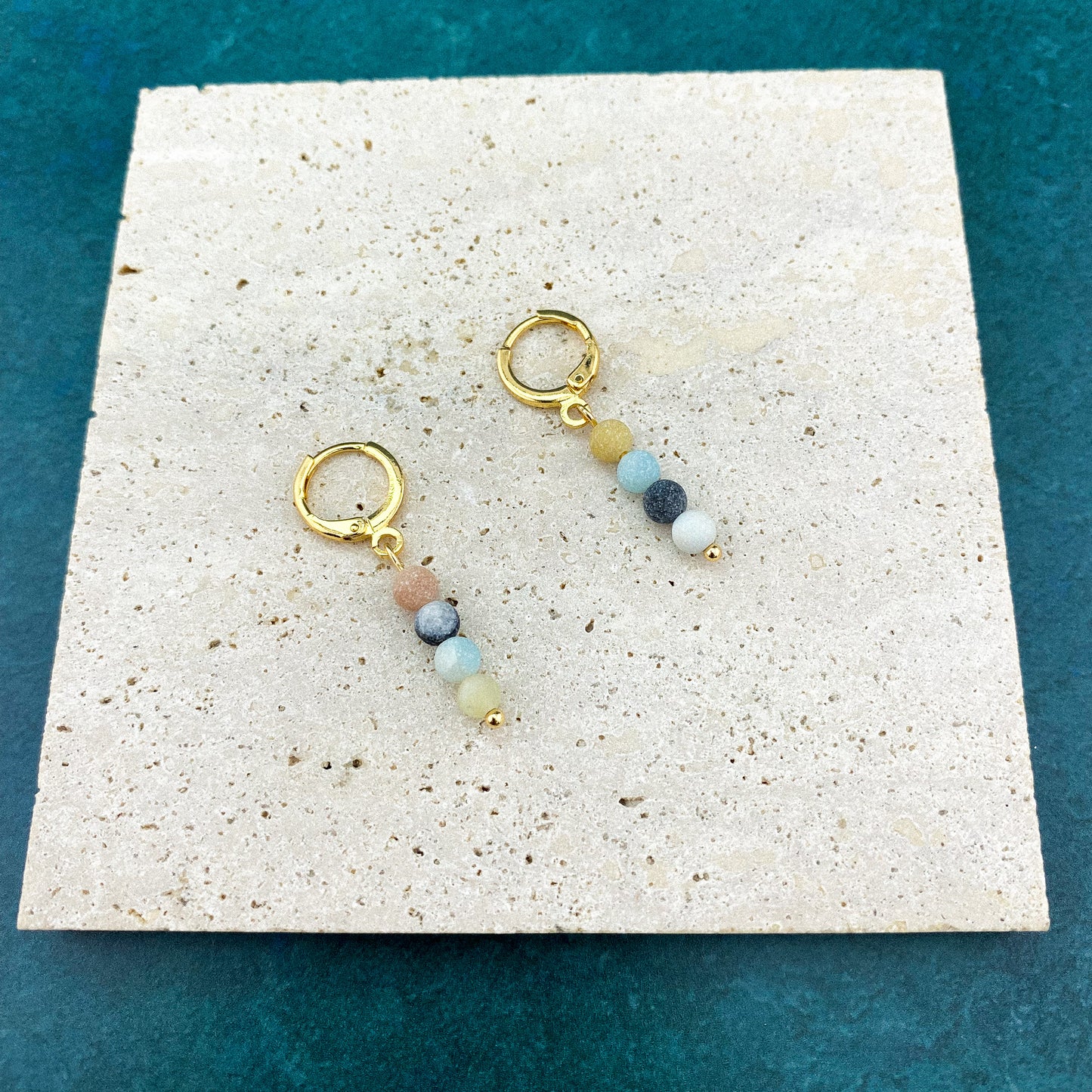 Matte Flower Amazonite Huggies