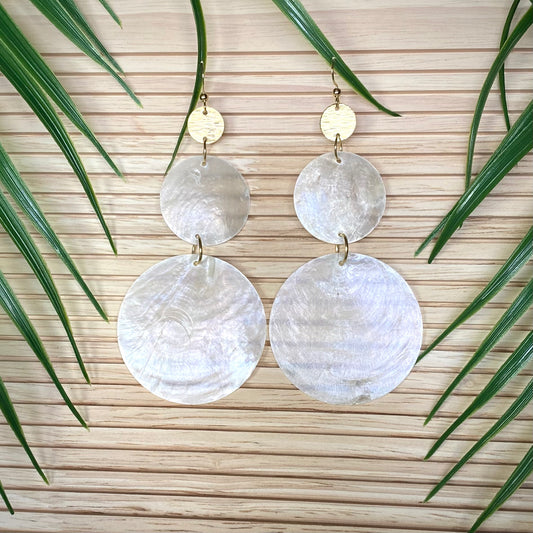 Statement Double Capiz Shell Drop Earrings