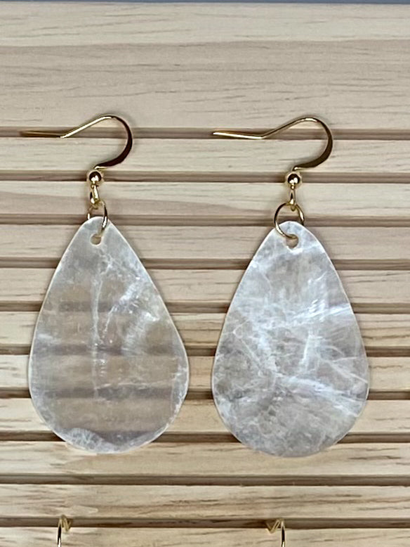 Plain Teardrop Capiz Shell Earrings without charms, simple and elegant natural shell dangle earrings